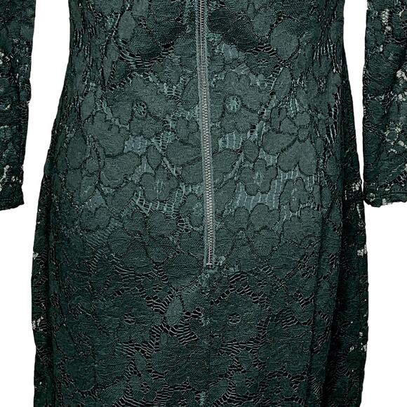 Vince Camuto Size 2 Forest Green Lace Sheath Cocktail Dress Lined Minidress - Picture 10 of 15